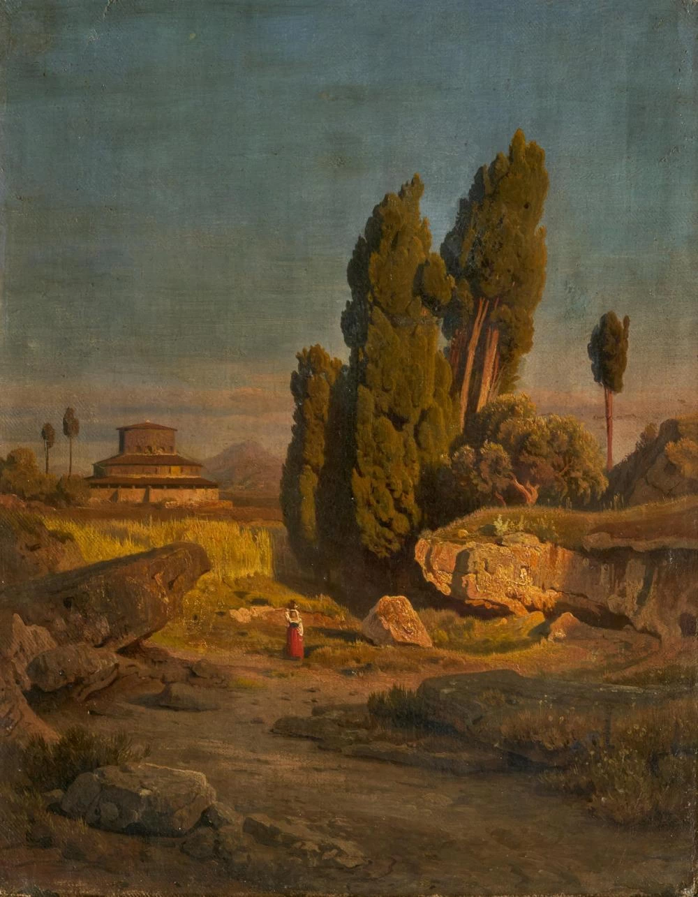 Paesaggio italiano con tempio rotondo
